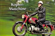 Magazine article Kopier-Maschine in German magazine, about Peter Hanke's restored Marusho motorcycle.